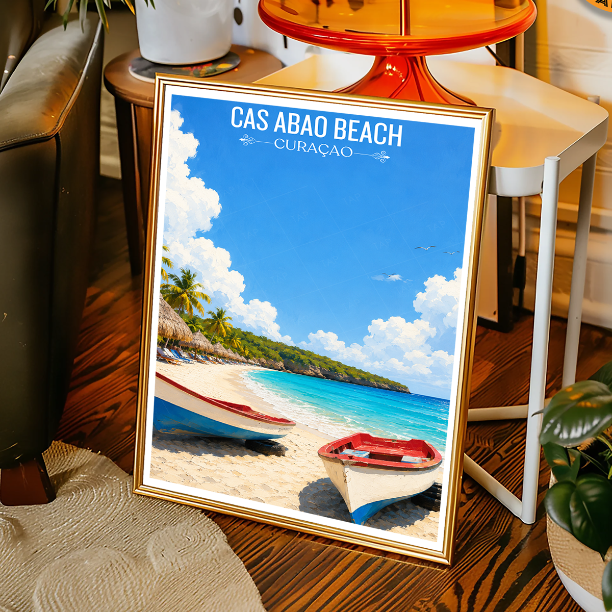 Cas Abao Beach - Curaçao - Travel Wall Art Deco Poster Print