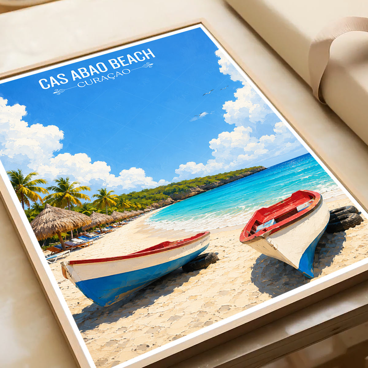 Cas Abao Beach - Curaçao - Travel Wall Art Deco Poster Print