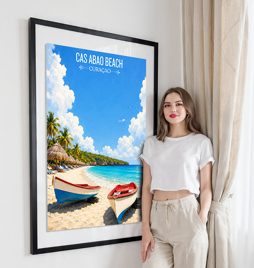 Cas Abao Beach - Curaçao - Travel Wall Art Deco Poster Print