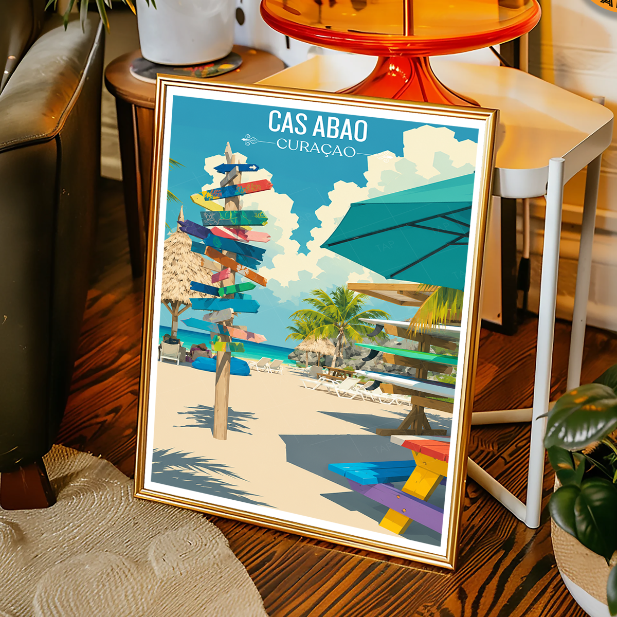 Cas Abao - Curaçao - Travel Wall Art Deco Poster Print