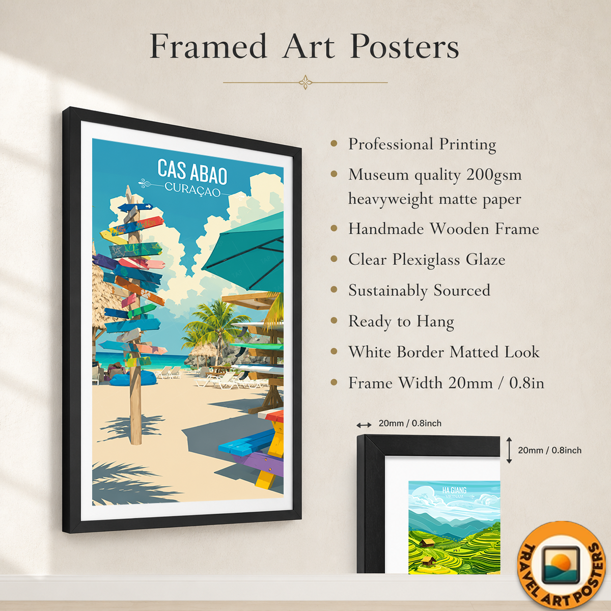 Cas Abao - Curaçao - Travel Wall Art Deco Poster Print