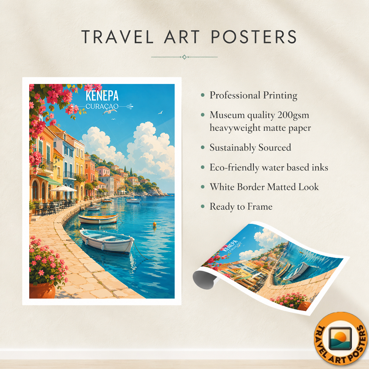 Curaçao - Travel Wall Art Deco Poster Print