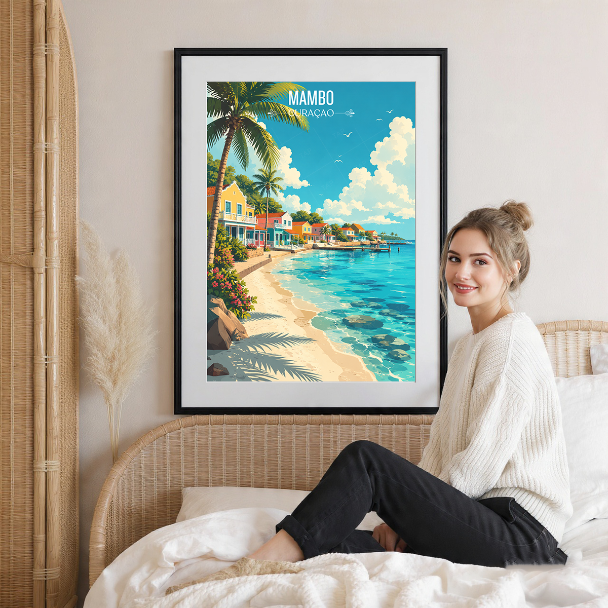 Mambo - Curaçao - Travel Wall Art Deco Poster Print