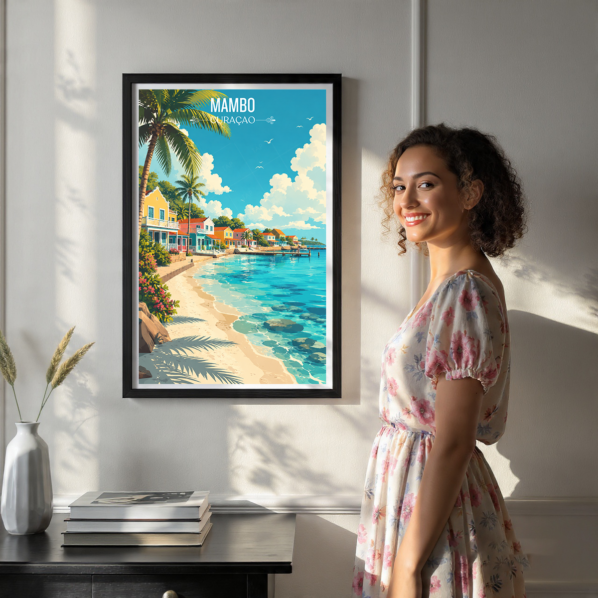 Mambo - Curaçao - Travel Wall Art Deco Poster Print