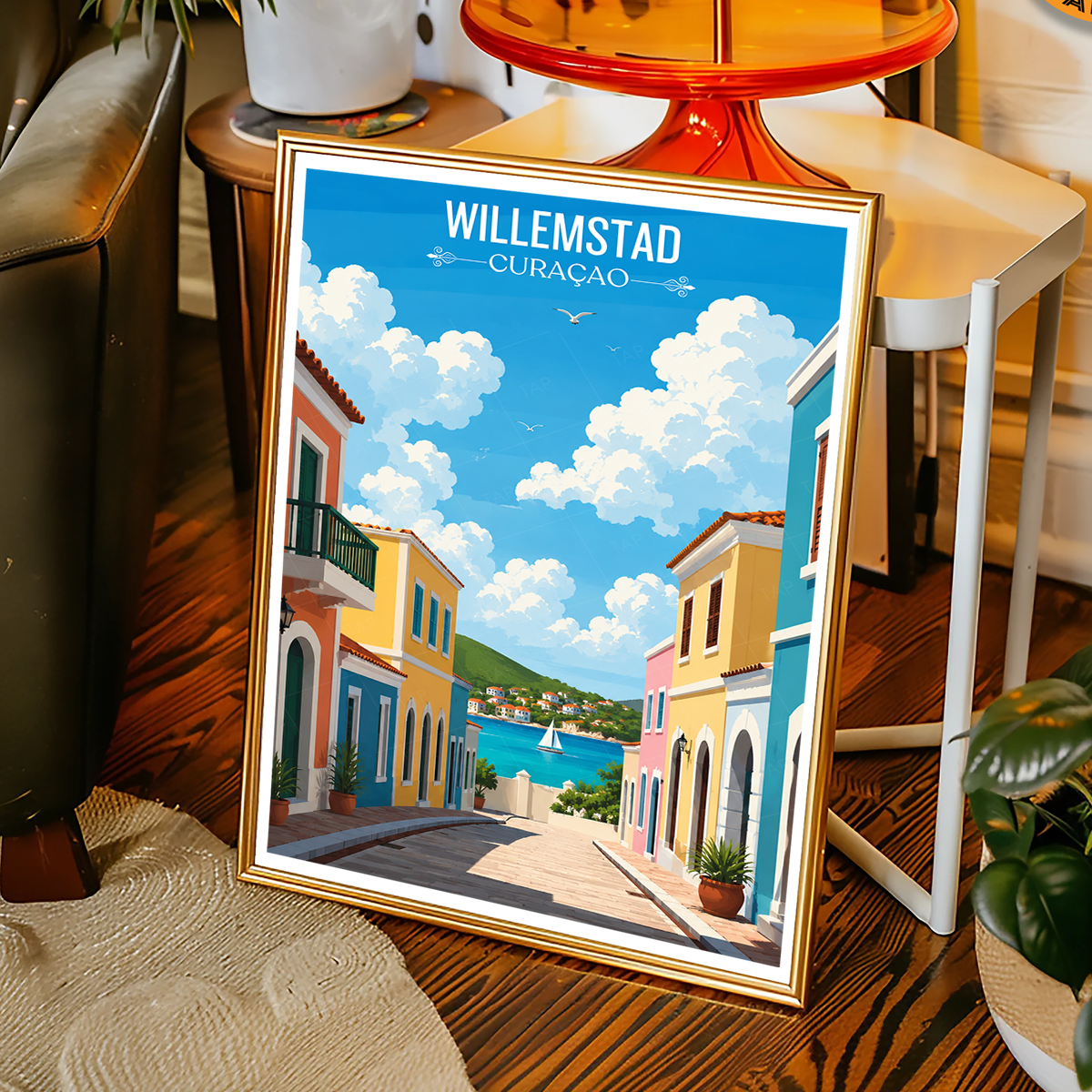 Willemstad - Curaçao - Travel Wall Art Deco Poster Print