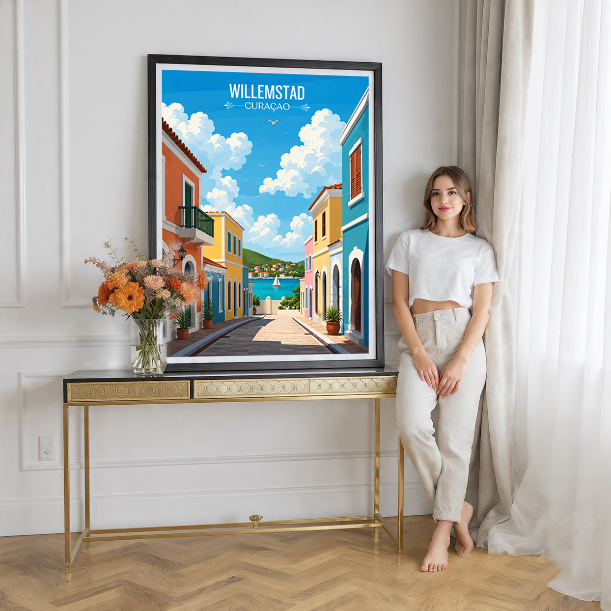 Willemstad - Curaçao - Travel Wall Art Deco Poster Print