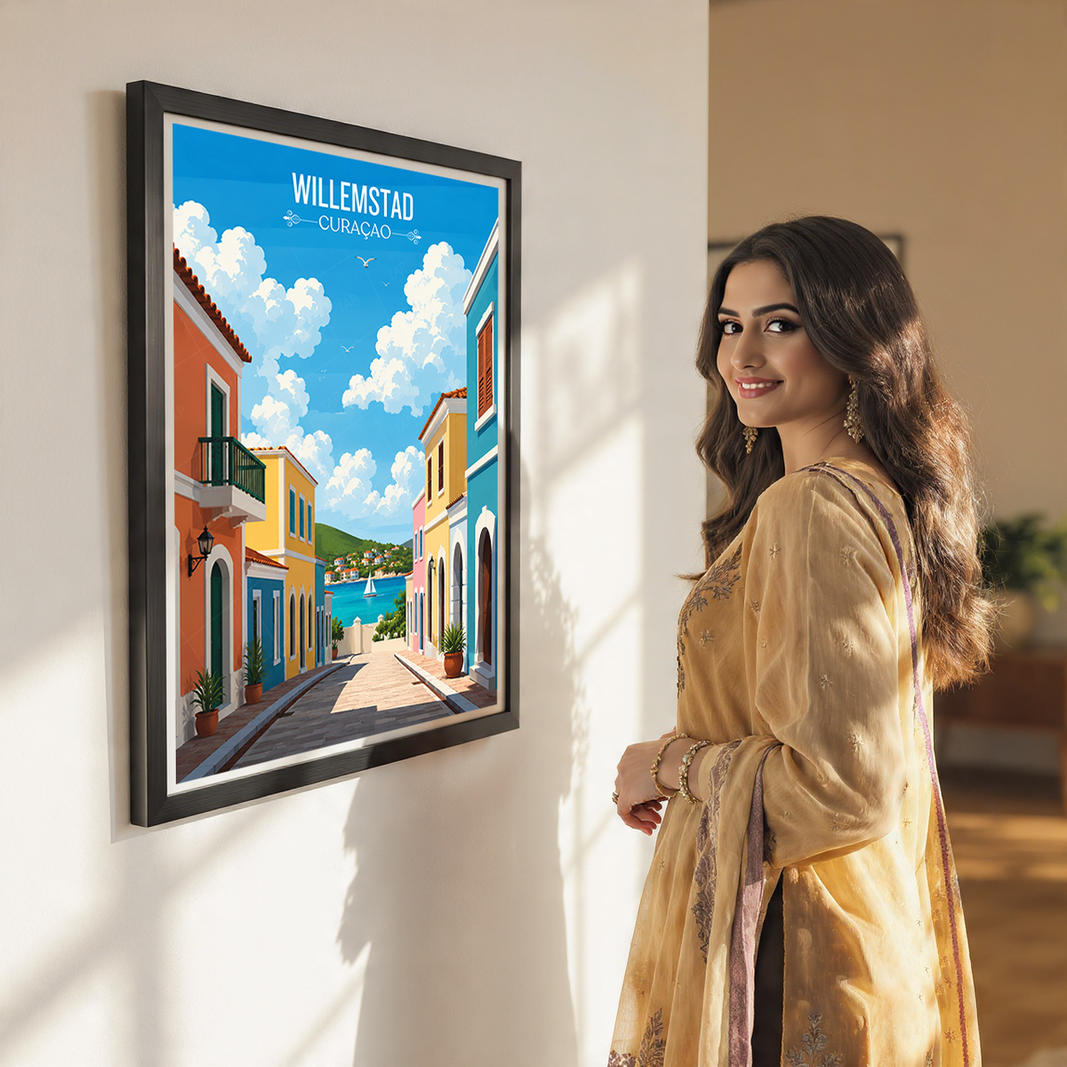 Willemstad - Curaçao - Travel Wall Art Deco Poster Print
