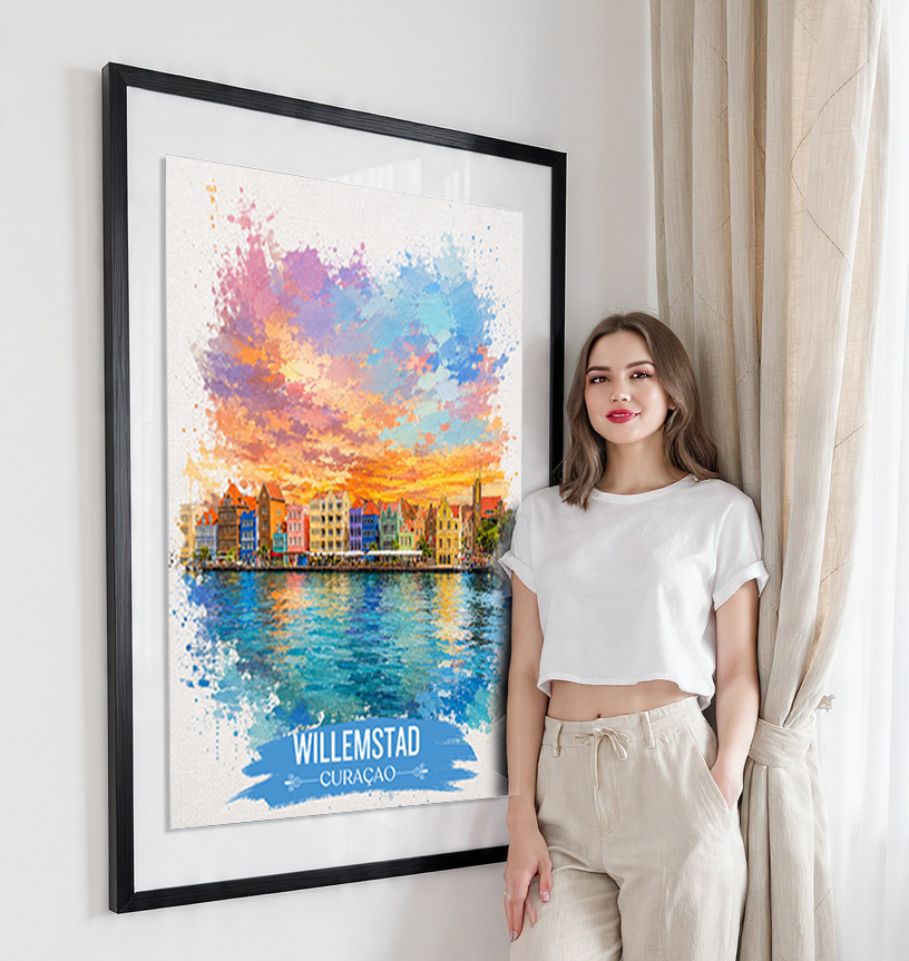 Willemstad - Curaçao - Travel Wall Art Deco Poster Print