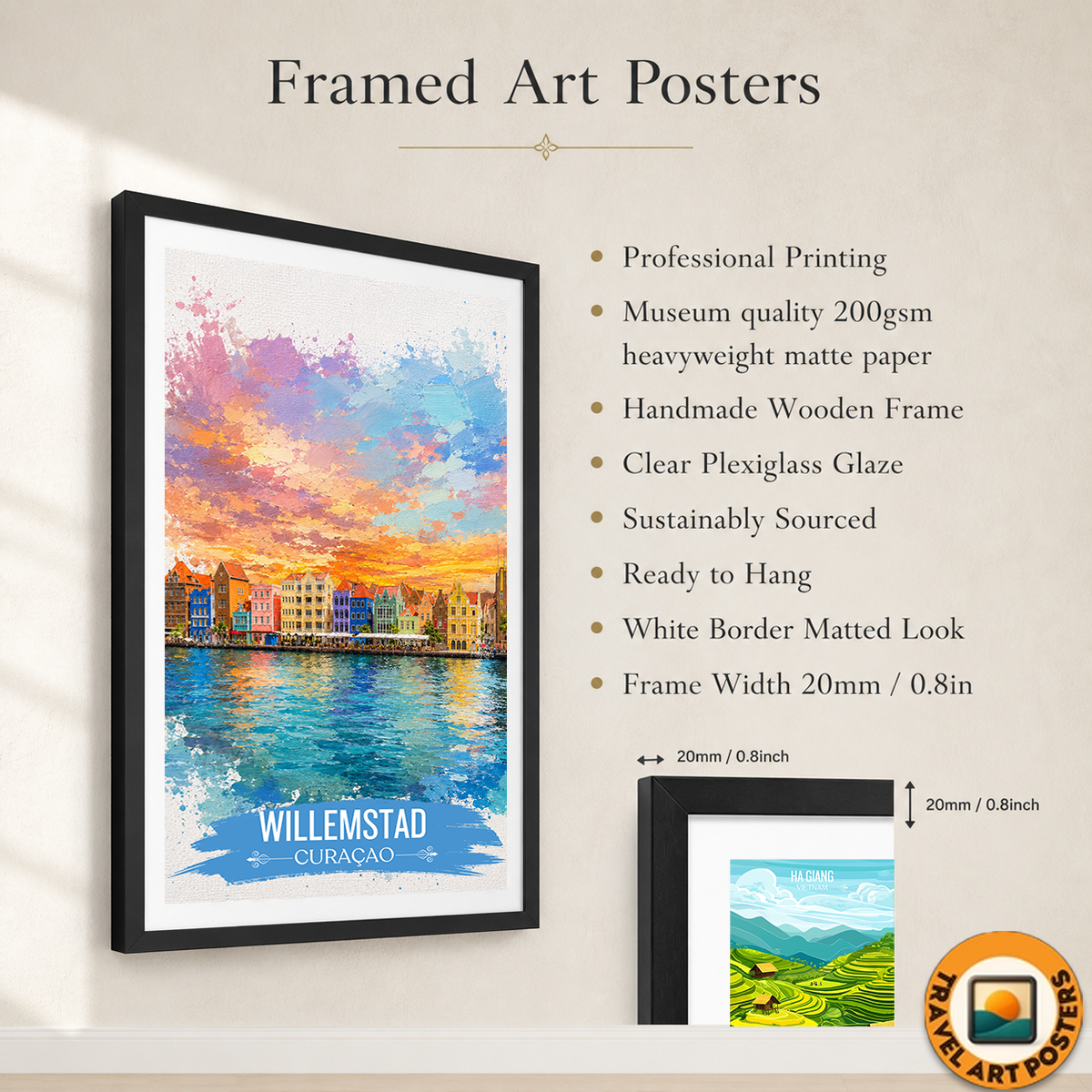Willemstad - Curaçao - Travel Wall Art Deco Poster Print