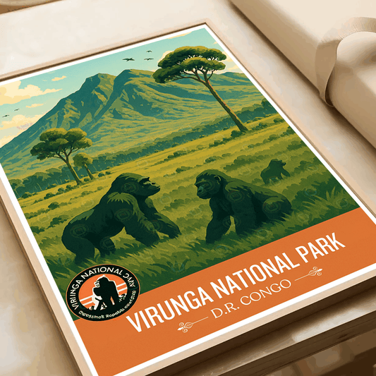 Virunga National Park travel poster – artwork presentation view 2