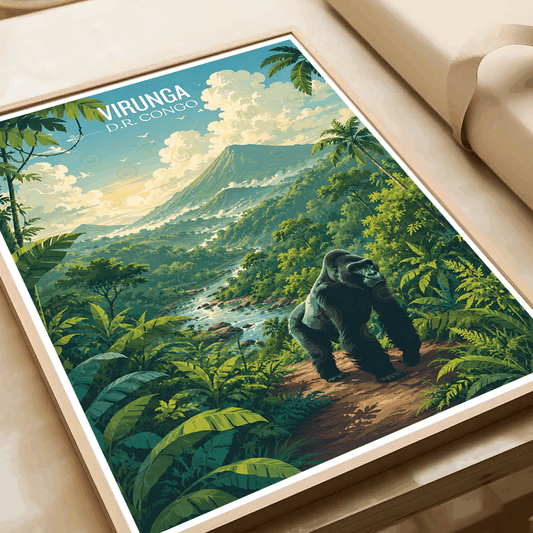 Virunga travel poster – artwork presentation view 2