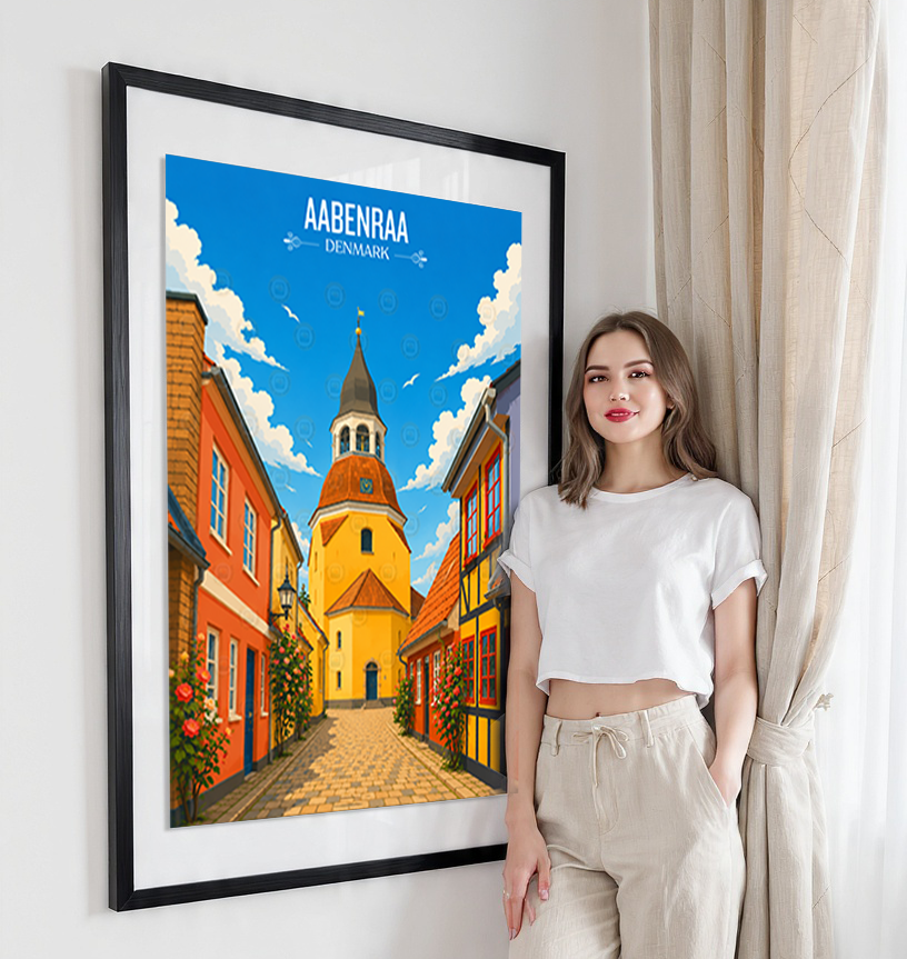 Aabenraa - Denmark - Travel Poster Vintage Style Wall Art Print