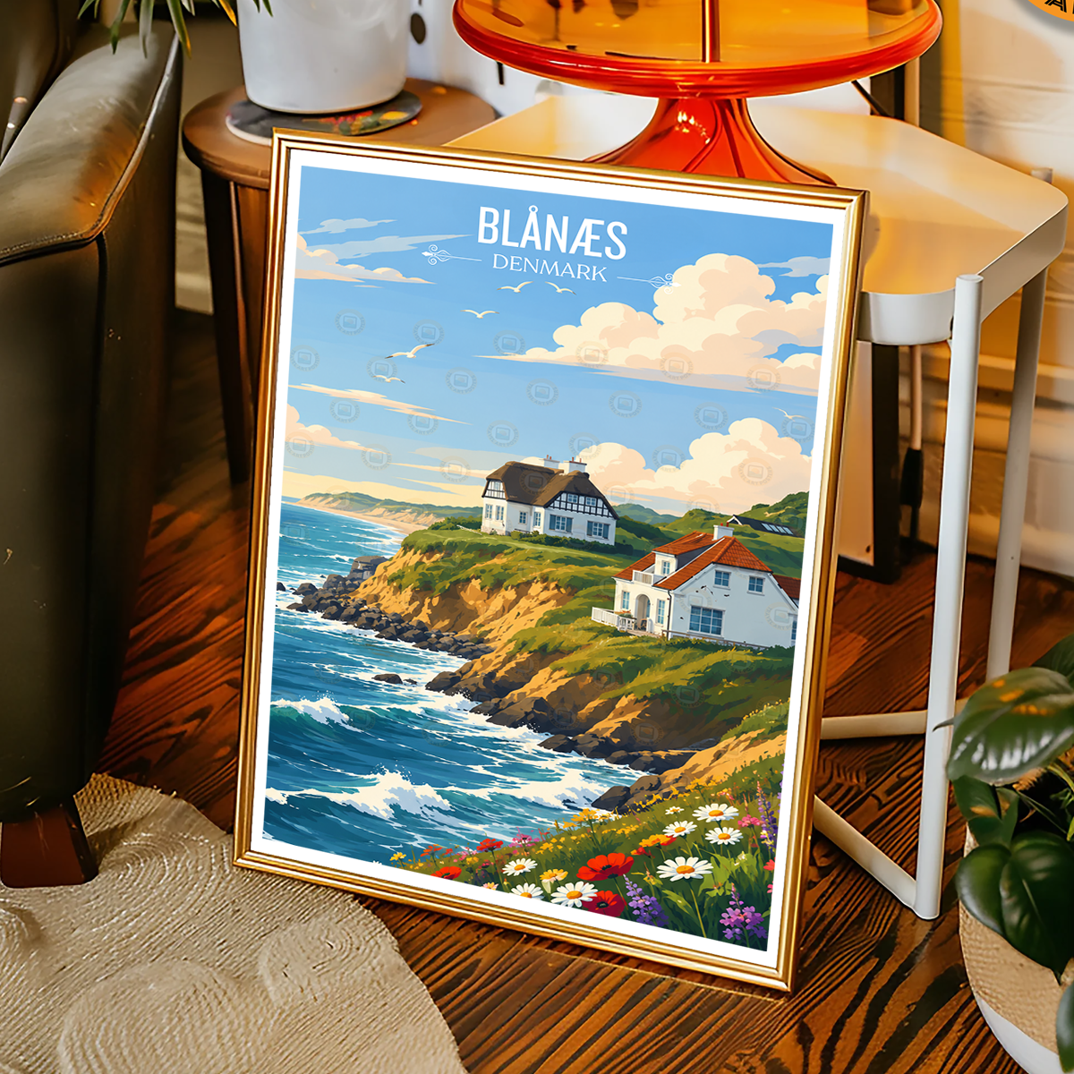 Blånæs - Denmark - Travel Poster Vintage Style Wall Art Print