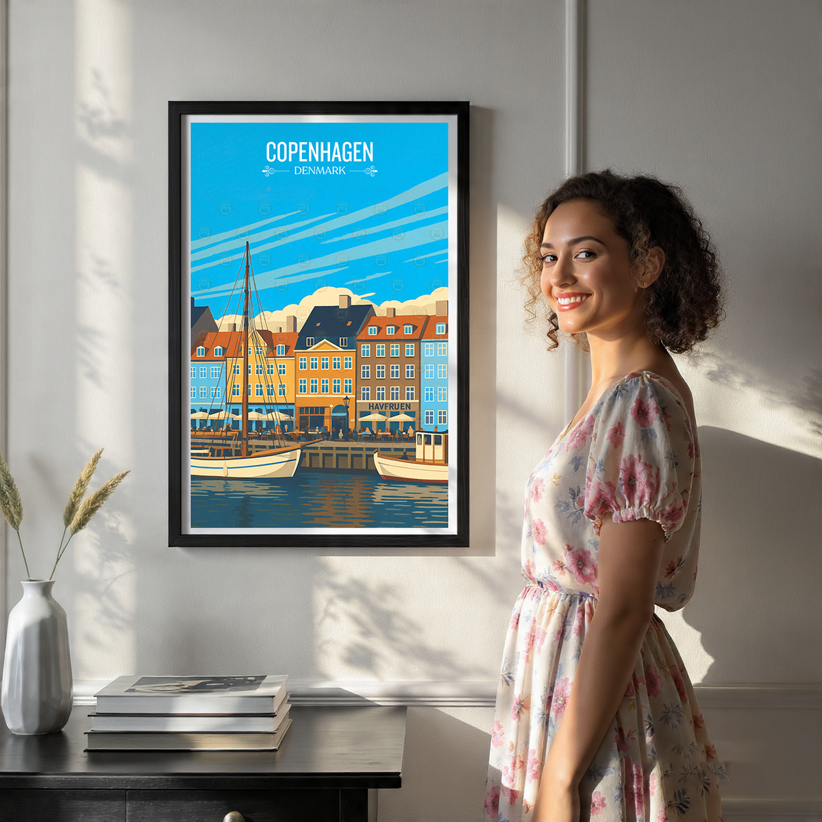Copenhagen - Denmark - Travel Poster Vintage Style Wall Art Print