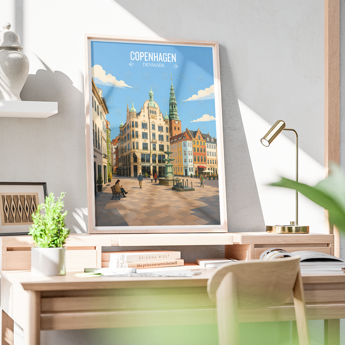 Copenhagen - Denmark - Travel Poster Vintage Style Wall Art Print