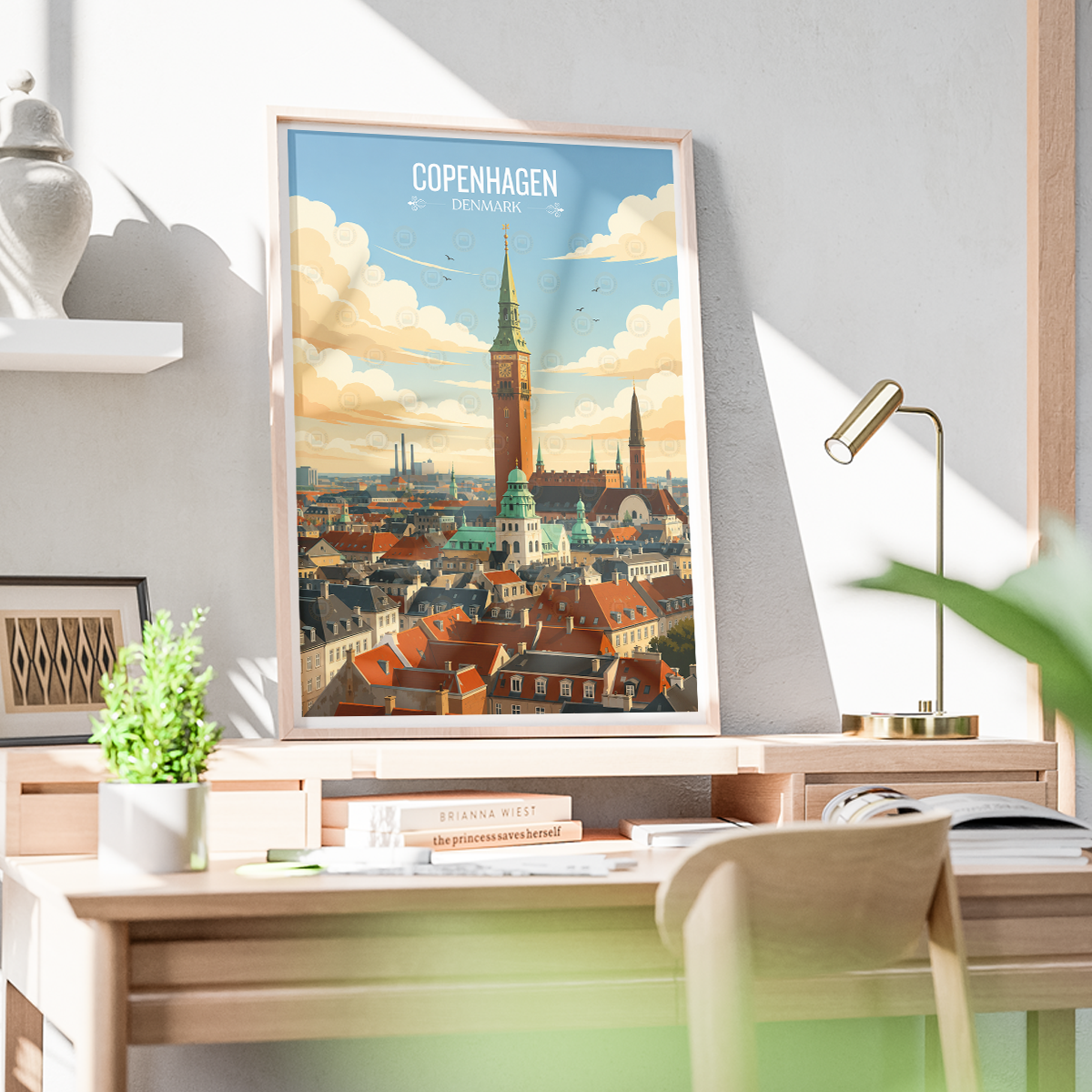 Copenhagen - Denmark - Travel Poster Vintage Style Wall Art Print