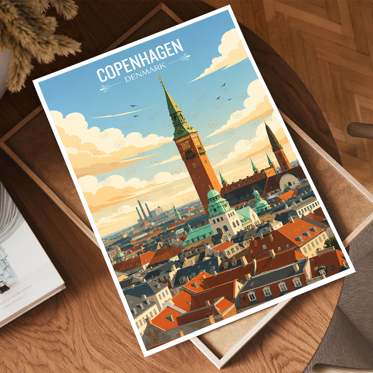 Copenhagen - Denmark - Travel Poster Vintage Style Wall Art Print