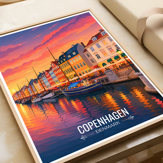 Copenhagen - Denmark - Travel Poster Vintage Style Wall Art Print - Art Print - Travel Art Poster