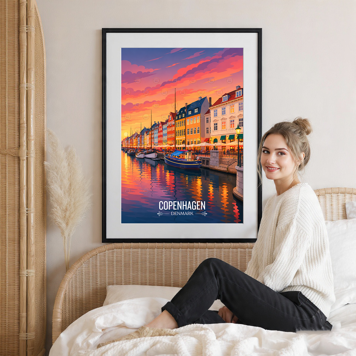 Copenhagen - Denmark - Travel Poster Vintage Style Wall Art Print