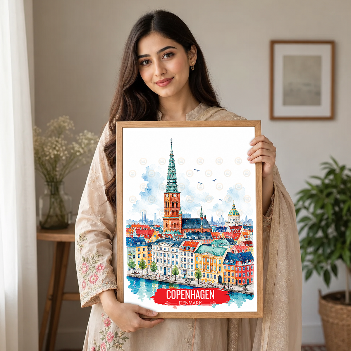 Copenhagen - Denmark - Travel Poster Vintage Style Wall Art Print