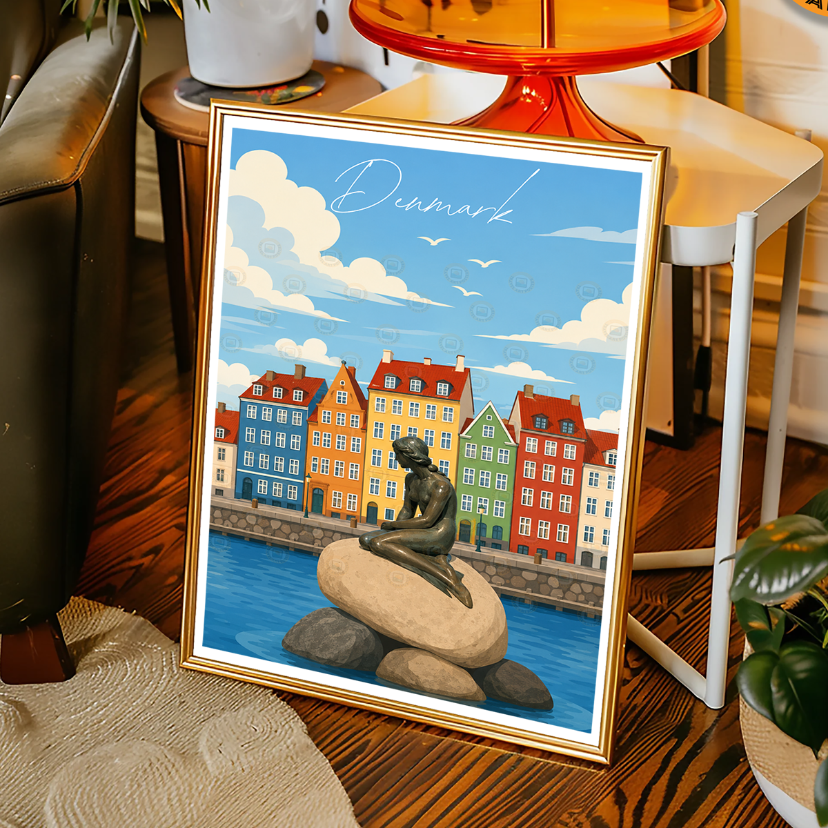 Denmark - Travel Poster Vintage Style Wall Art Print