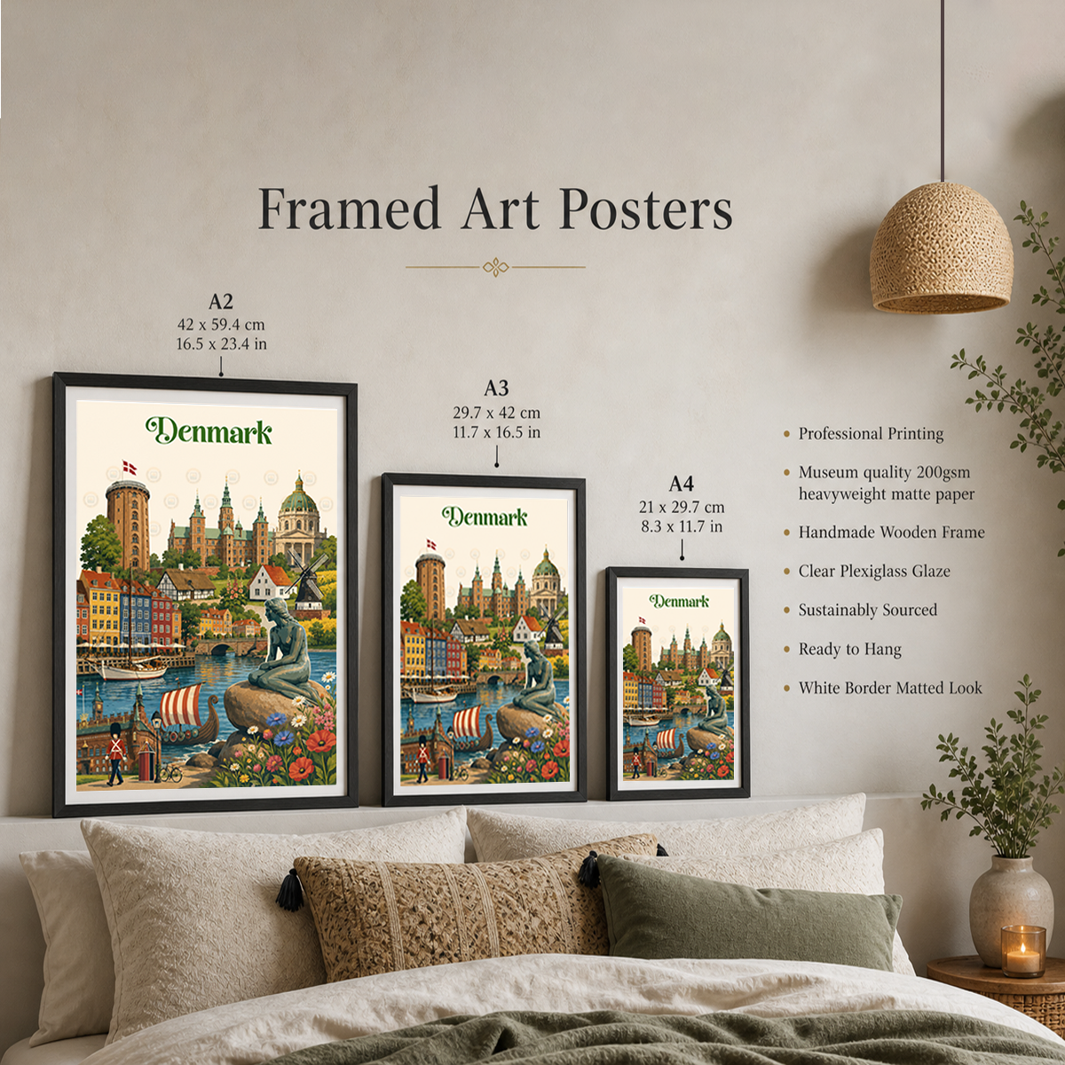Denmark - Travel Poster Vintage Style Wall Art Print