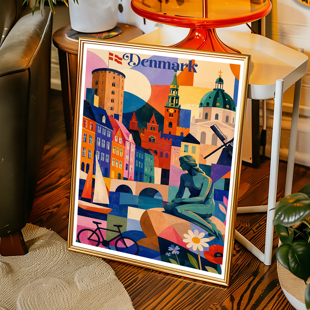 Denmark - Travel Poster Vintage Style Wall Art Print