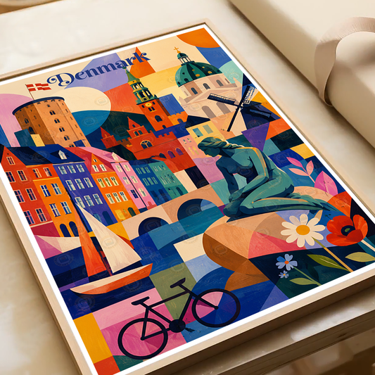 Denmark - Travel Poster Vintage Style Wall Art Print - Art Print - Travel Art Poster