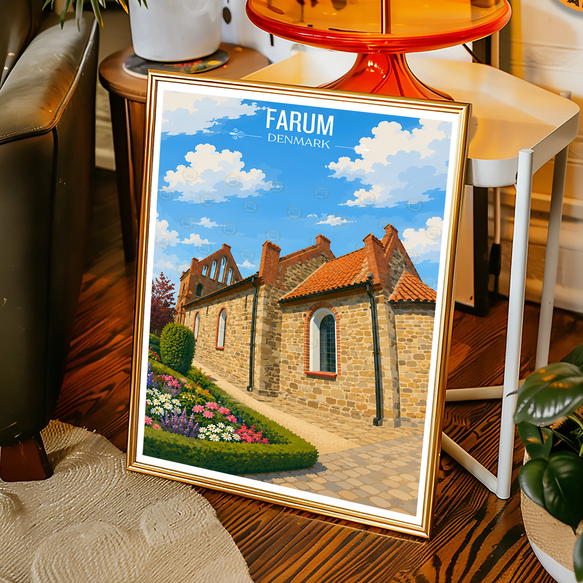 Farum - Denmark - Travel Poster Vintage Style Wall Art Print