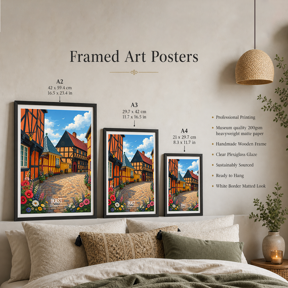 Ikast - Denmark - Travel Poster Vintage Style Wall Art Print
