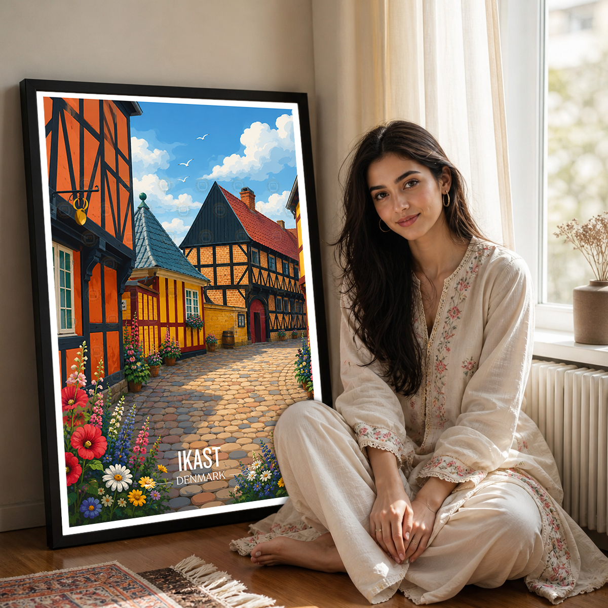 Ikast - Denmark - Travel Poster Vintage Style Wall Art Print