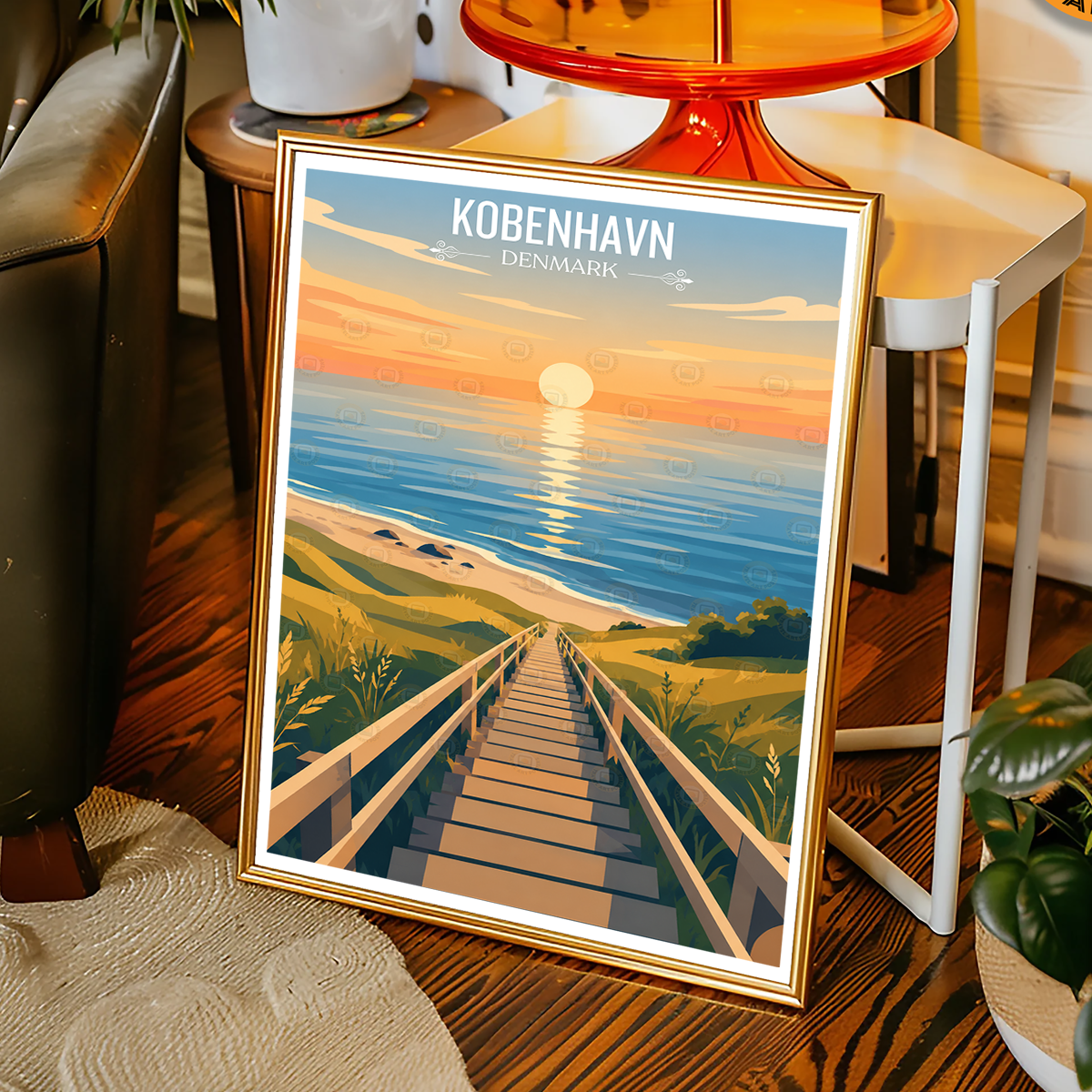 Kobenhavn - Denmark - Travel Poster Vintage Style Wall Art Print