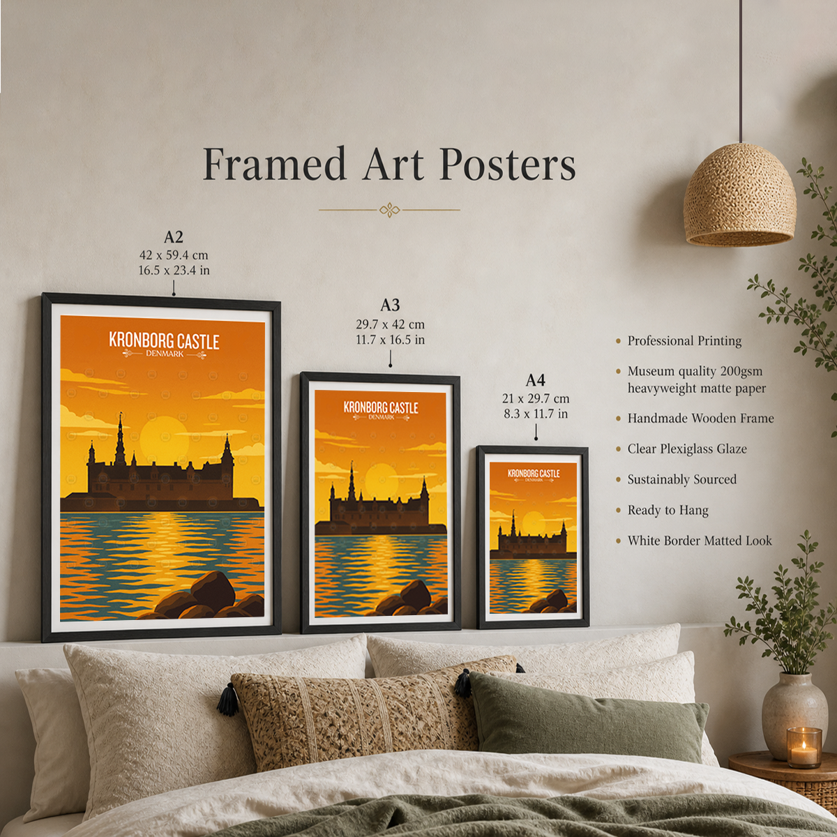 Kronborg Castle - Denmark - Travel Poster Vintage Style Wall Art Print