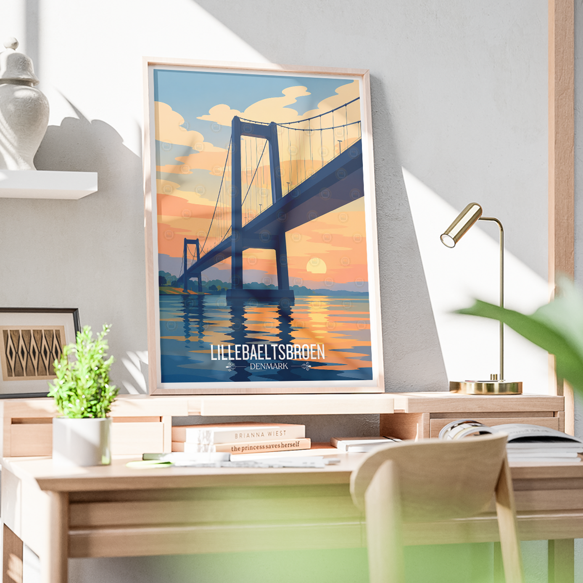 Lillebaeltsbroen - Denmark - Travel Poster Vintage Style Wall Art Print - Art Print - Travel Art Poster