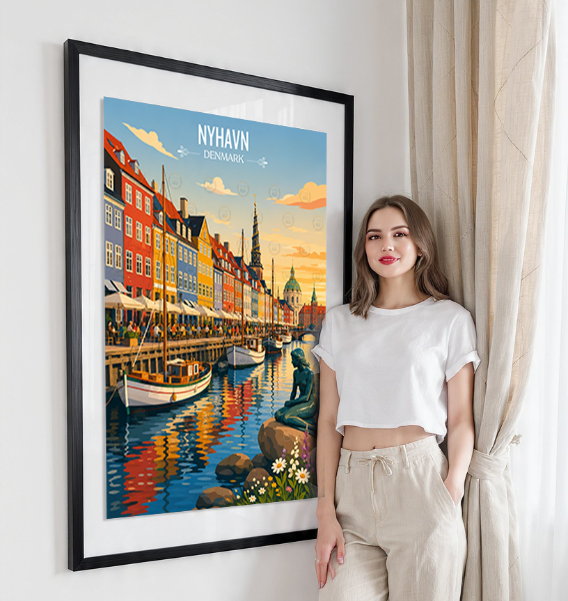 Nyhavn - Denmark - Travel Poster Vintage Style Wall Art Print - Art Print - Travel Art Poster