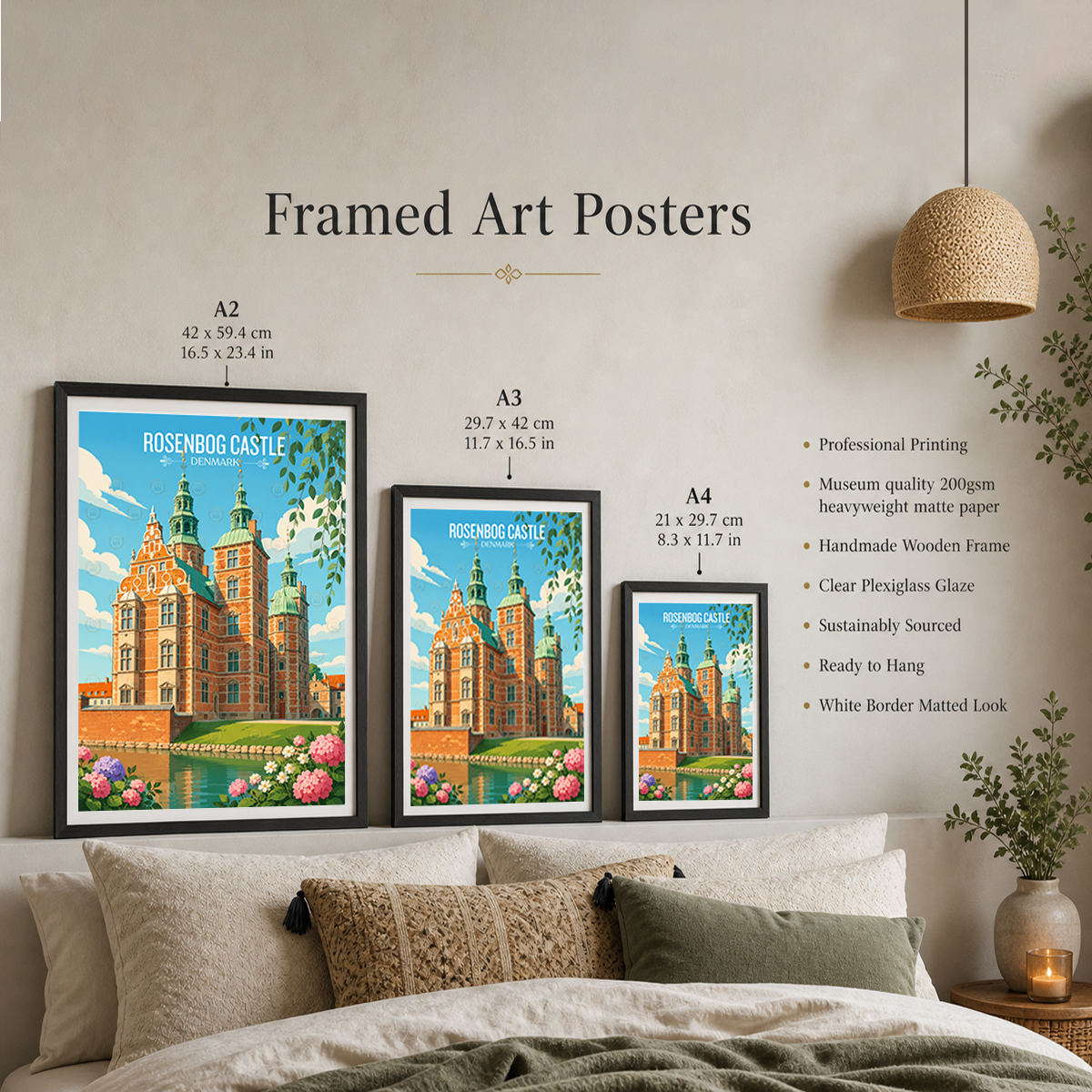 Rosenborg Castle - Denmark - Travel Poster Vintage Style Wall Art Print - Art Print - Travel Art Poster