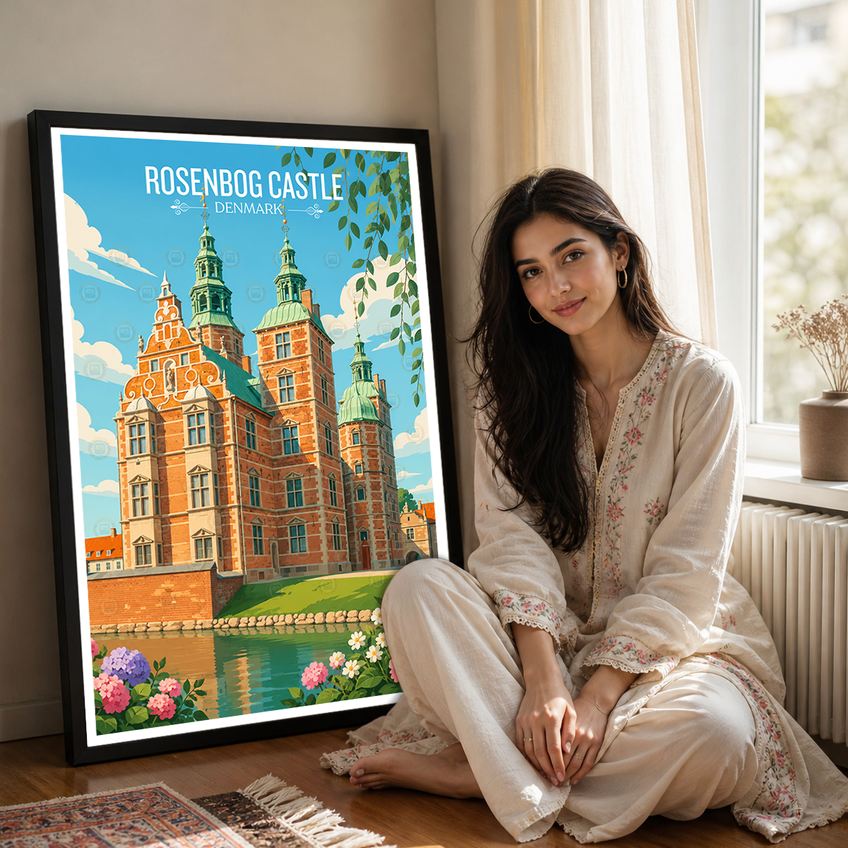 Rosenborg Castle - Denmark - Travel Poster Vintage Style Wall Art Print - Art Print - Travel Art Poster