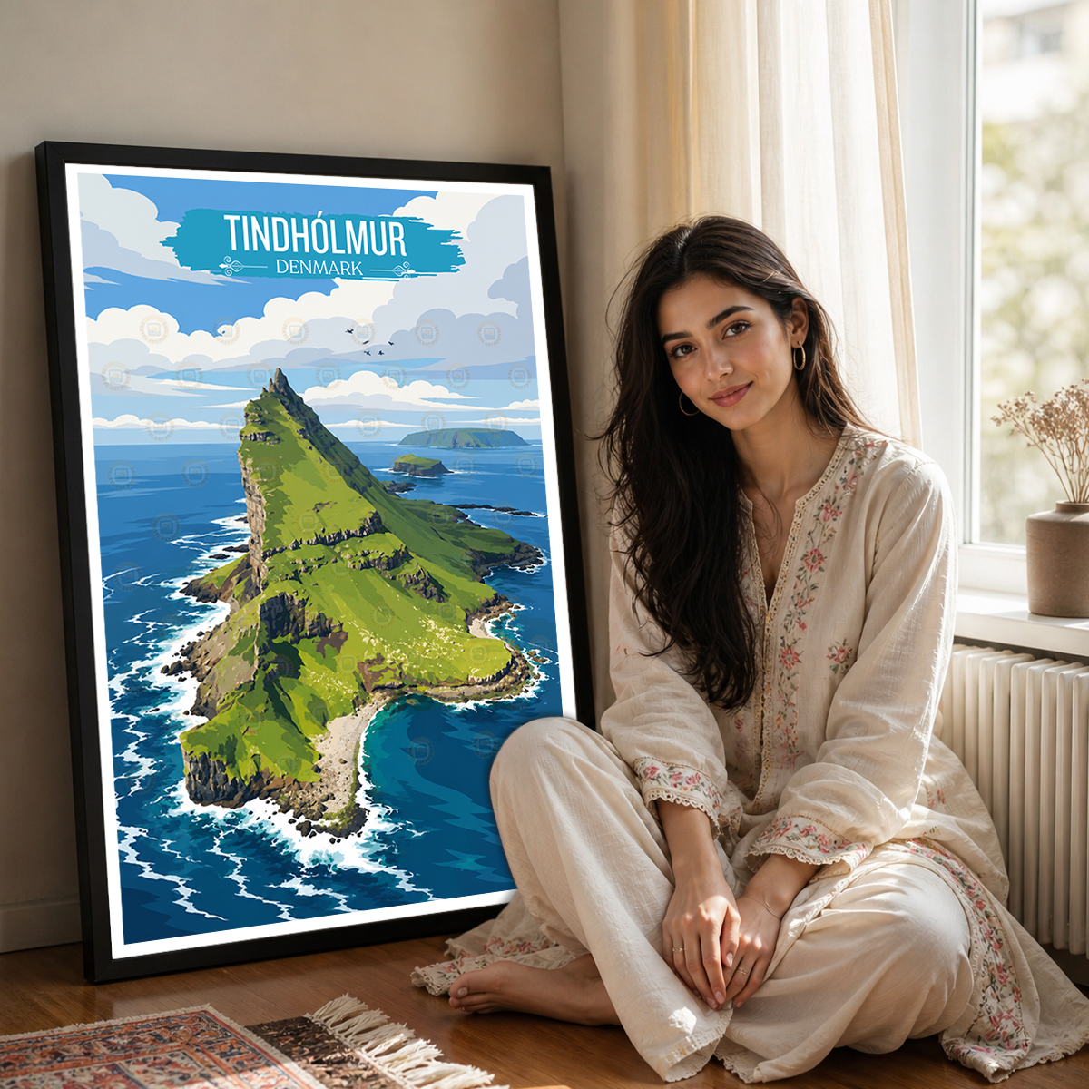 Tindhólmur - Denmark - Travel Poster Vintage Style Wall Art Print - Art Print - Travel Art Poster