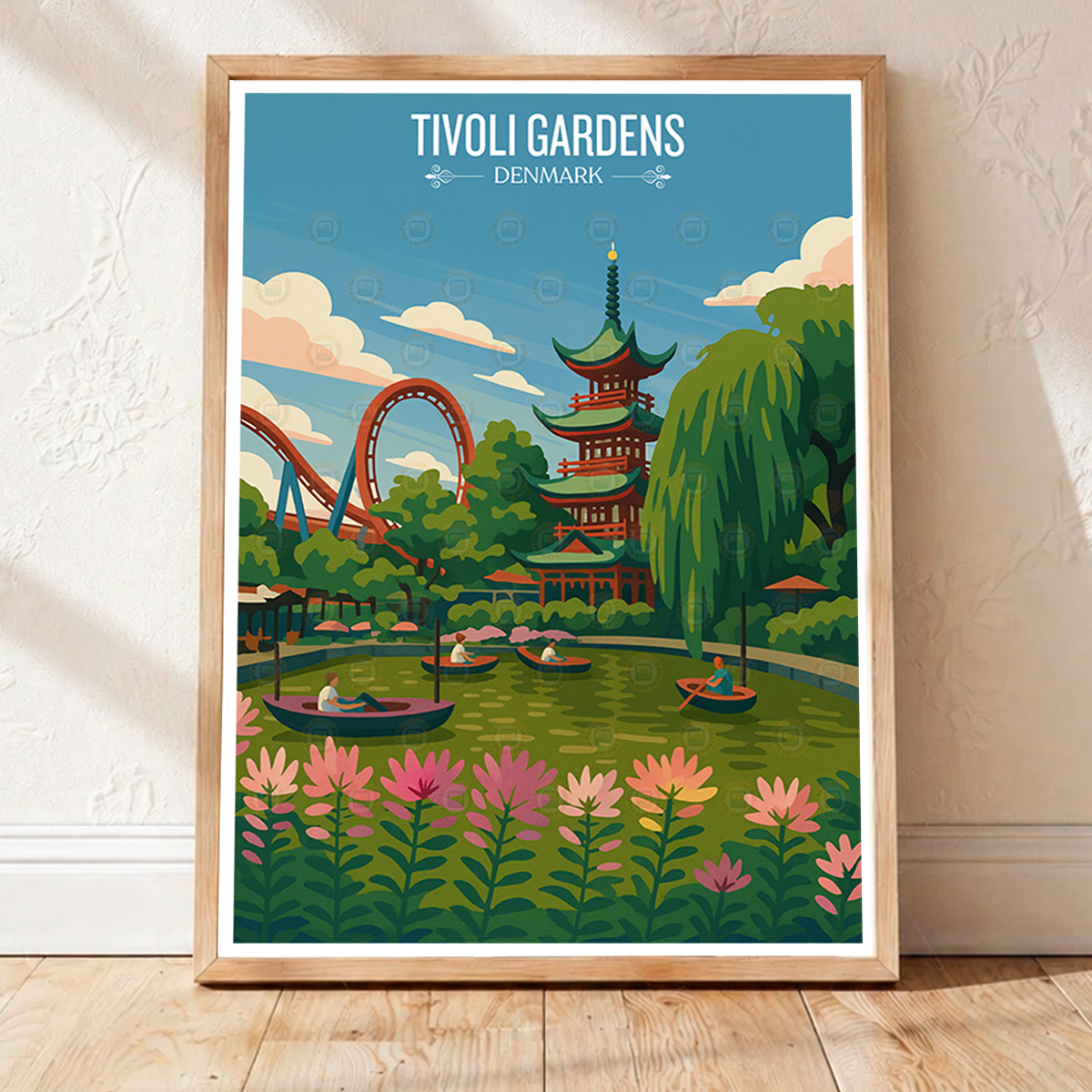Tivoli Gardens - Denmark - Travel Poster Vintage Style Wall Art Print - Art Print - Travel Art Poster