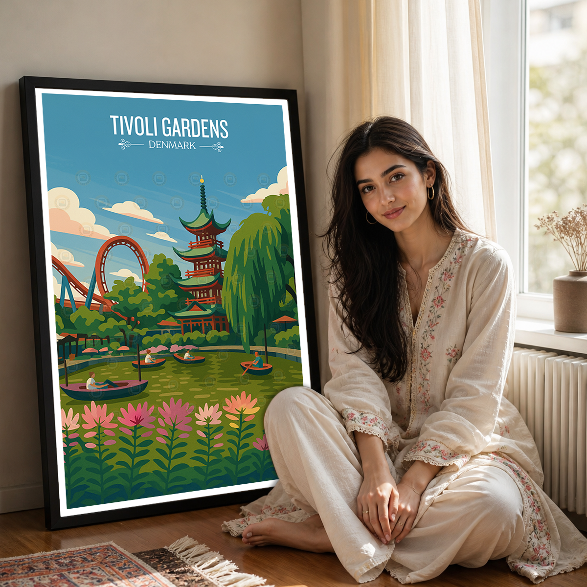 Tivoli Gardens - Denmark - Travel Poster Vintage Style Wall Art Print - Art Print - Travel Art Poster