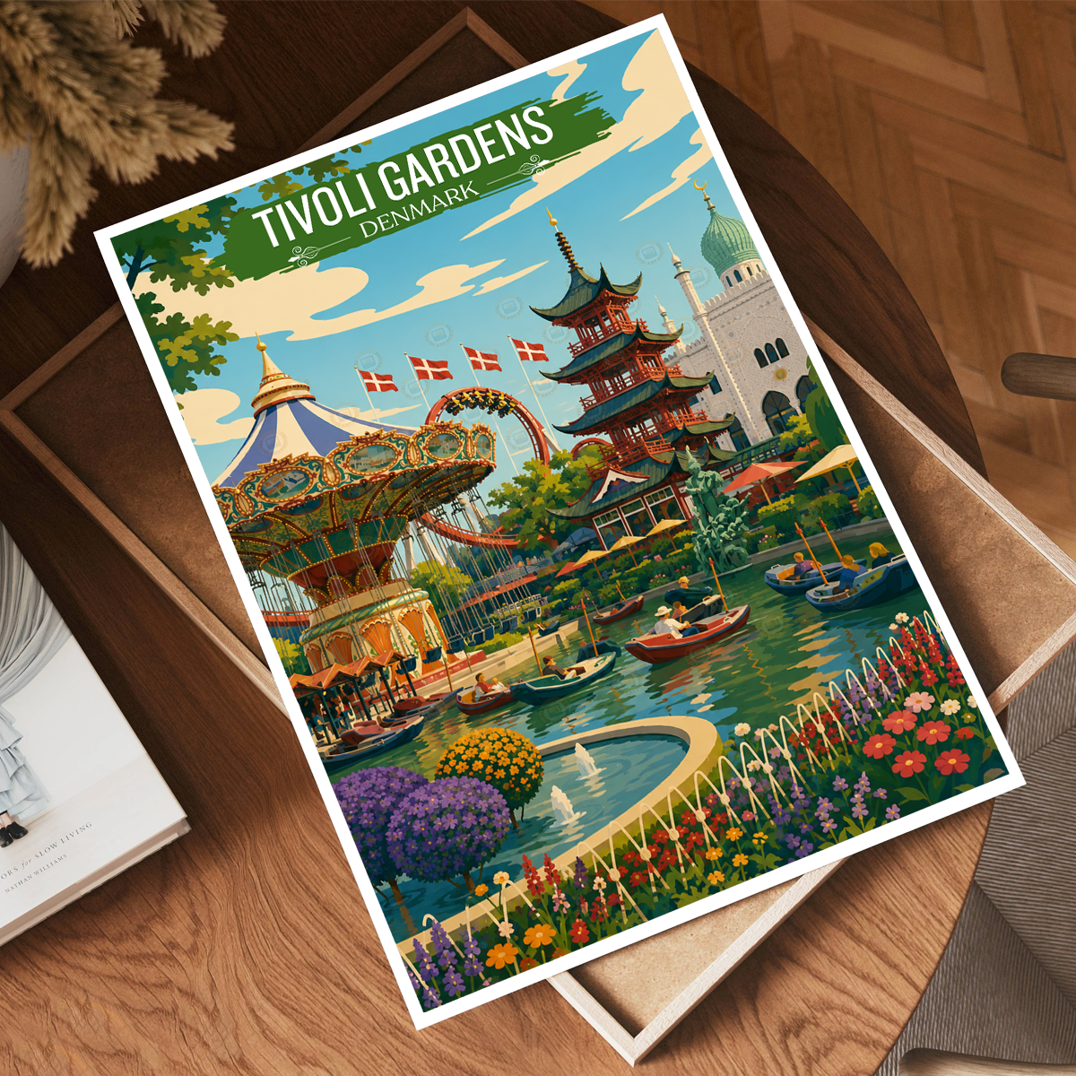 Tivoli Gardens - Denmark - Travel Poster Vintage Style Wall Art Print - Art Print - Travel Art Poster