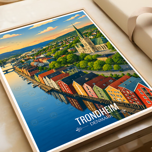 Trondheim - Denmark - Travel Poster Vintage Style Wall Art Print - Art Print - Travel Art Poster