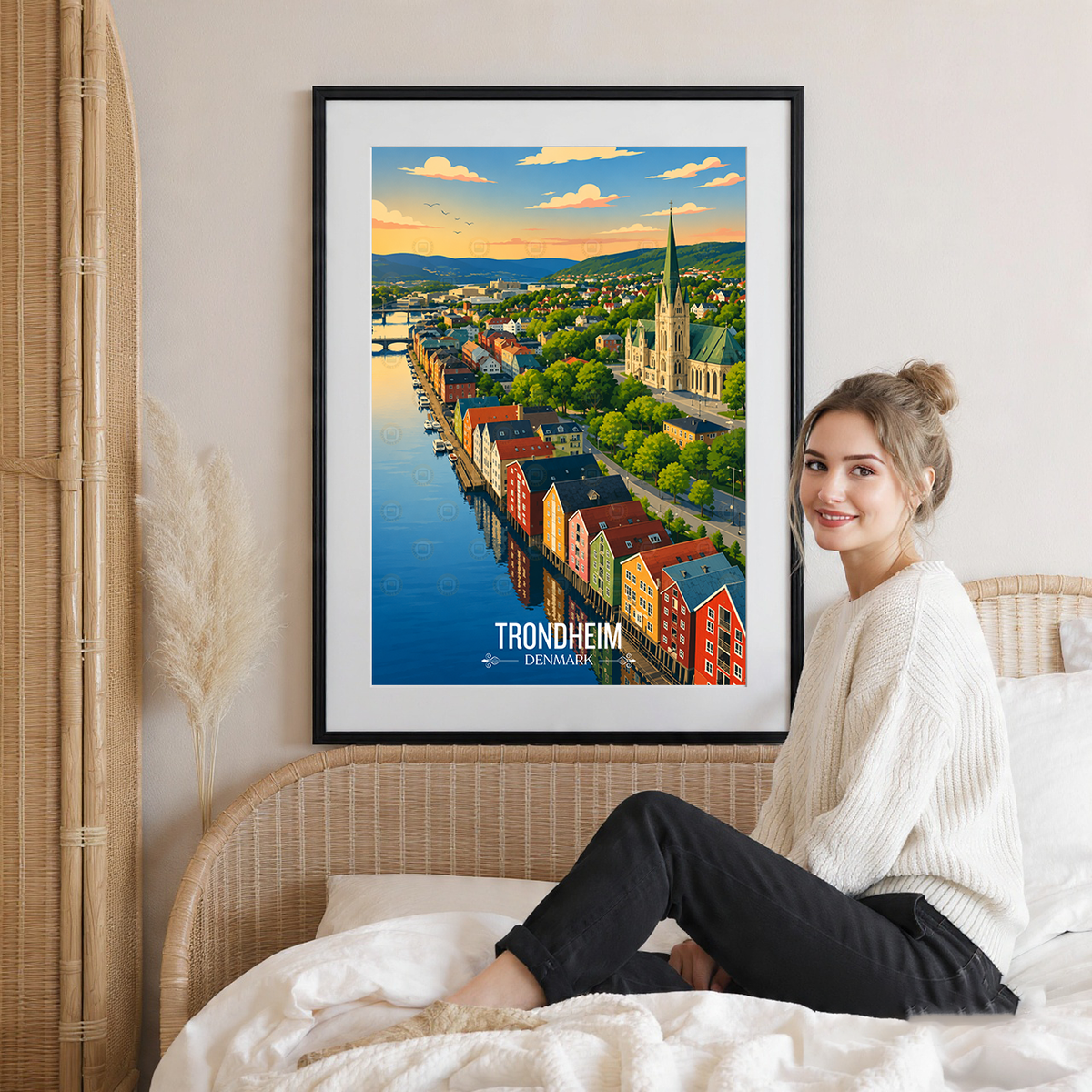 Trondheim - Denmark - Travel Poster Vintage Style Wall Art Print - Art Print - Travel Art Poster
