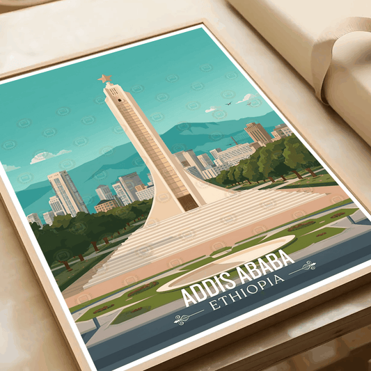 Addis Ababa - Ethiopia - Travel Art Wall Deco Poster | Modern Art Style - Travel Art Poster Print