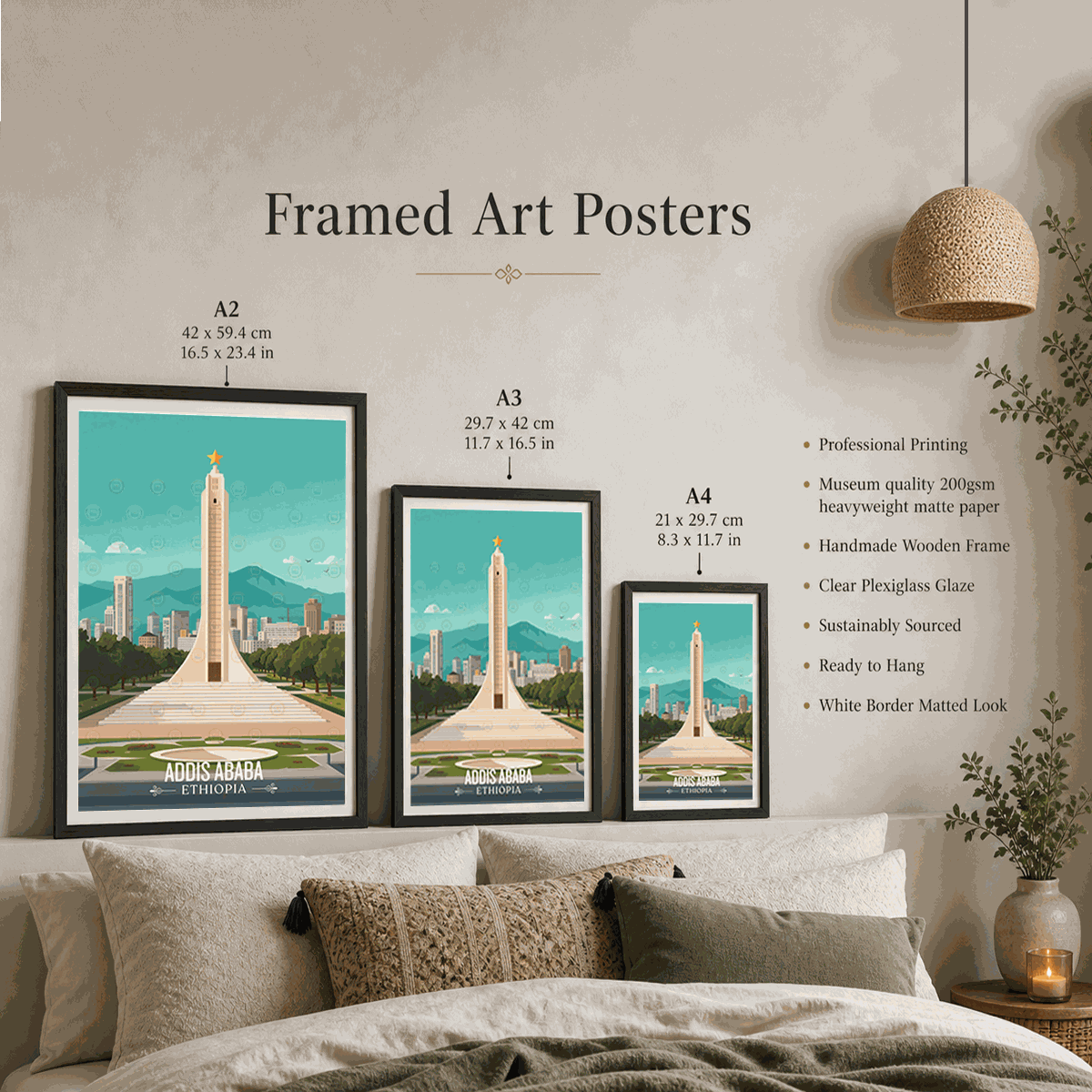 Addis Ababa - Ethiopia - Travel Art Wall Deco Poster | Modern Art Style - Travel Art Poster Print