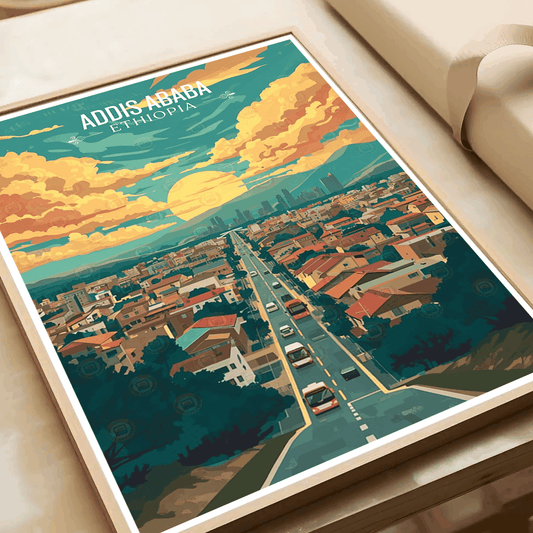 Addis Ababa - Ethiopia - Travel Art Wall Deco Poster | Modern Art Style - Travel Art Poster Print