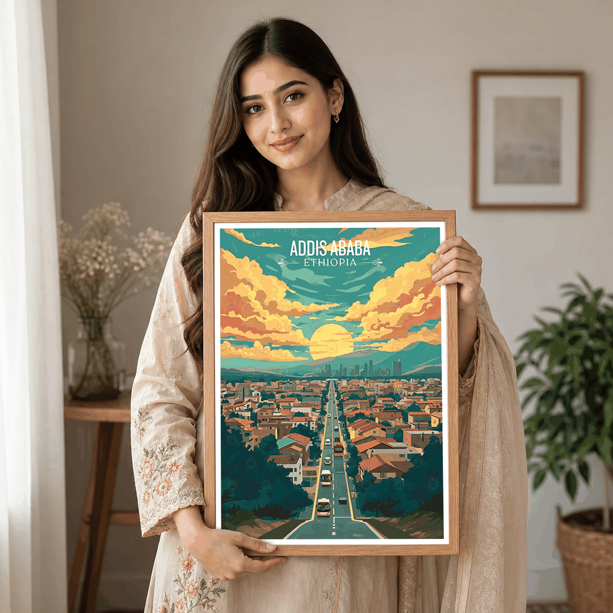 Addis Ababa - Ethiopia - Travel Art Wall Deco Poster | Modern Art Style - Travel Art Poster Print