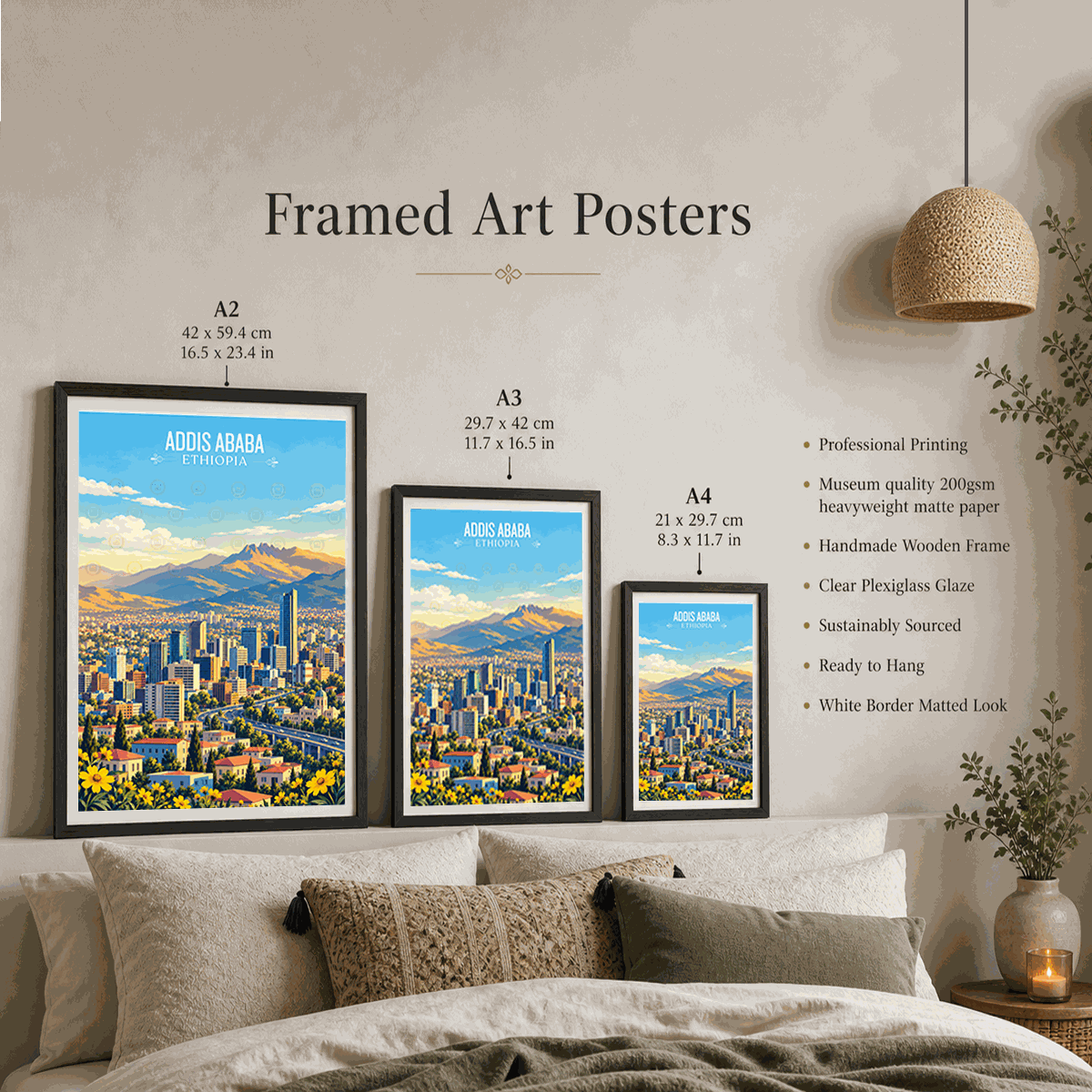 Addis Ababa - Ethiopia - Travel Art Wall Deco Poster | Modern Art Style - Travel Art Poster Print
