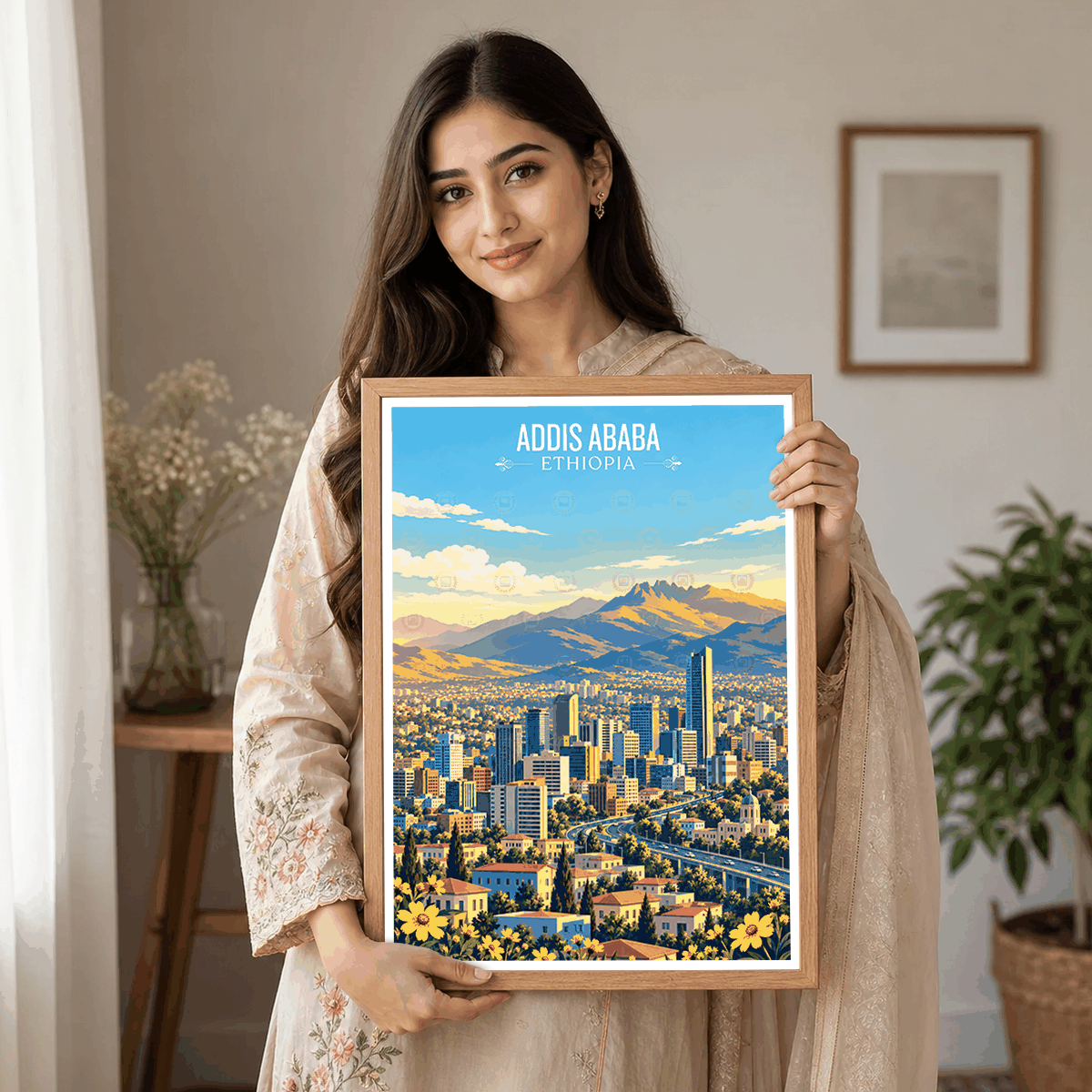 Addis Ababa - Ethiopia - Travel Art Wall Deco Poster | Modern Art Style - Travel Art Poster Print