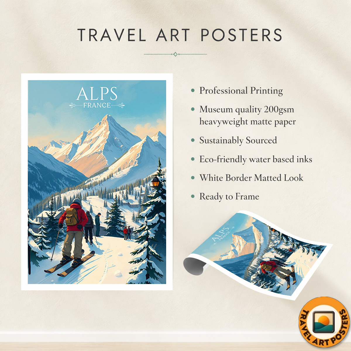 Dauphiné Alps - France - Travel Art Wall Deco Poster - Art Print - Travel Art Poster